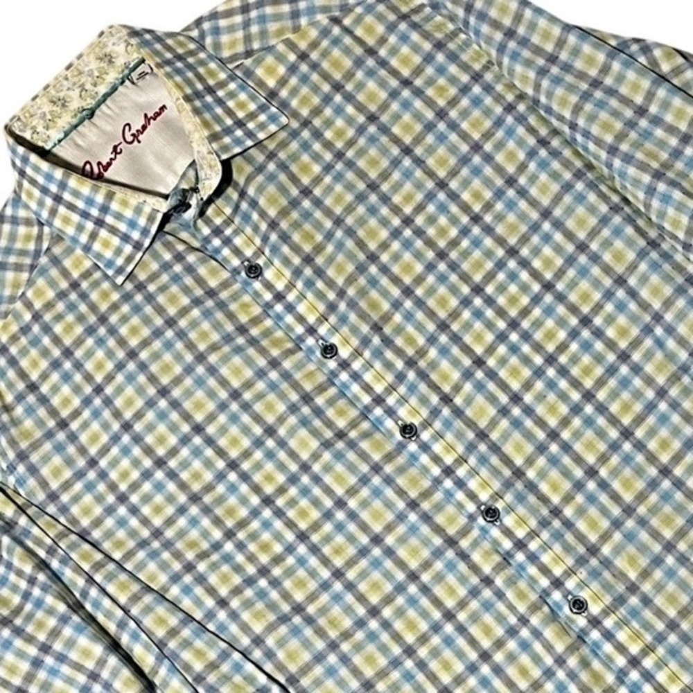 Robert Graham Mens Size L Plaid‎ Long Sleeve Button Down Shirt Flip Cuff